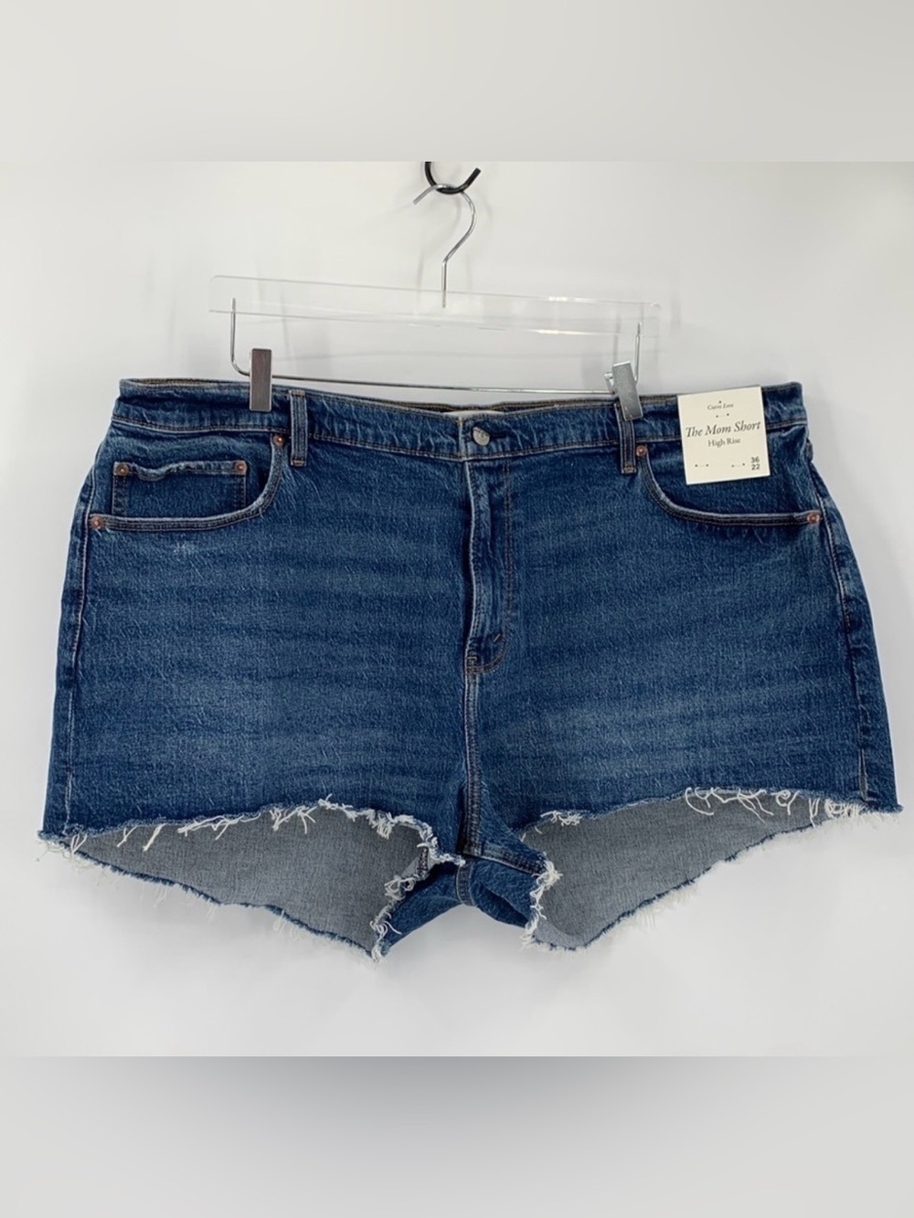 Abercrombie & Fitch Mom cut-off jean shorts denim raw hem blue women new 36 22W